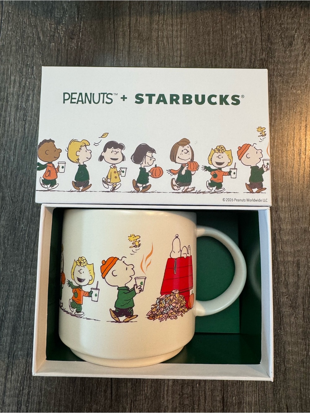 Peanuts x Starbucks Mug – White with Green & Orange